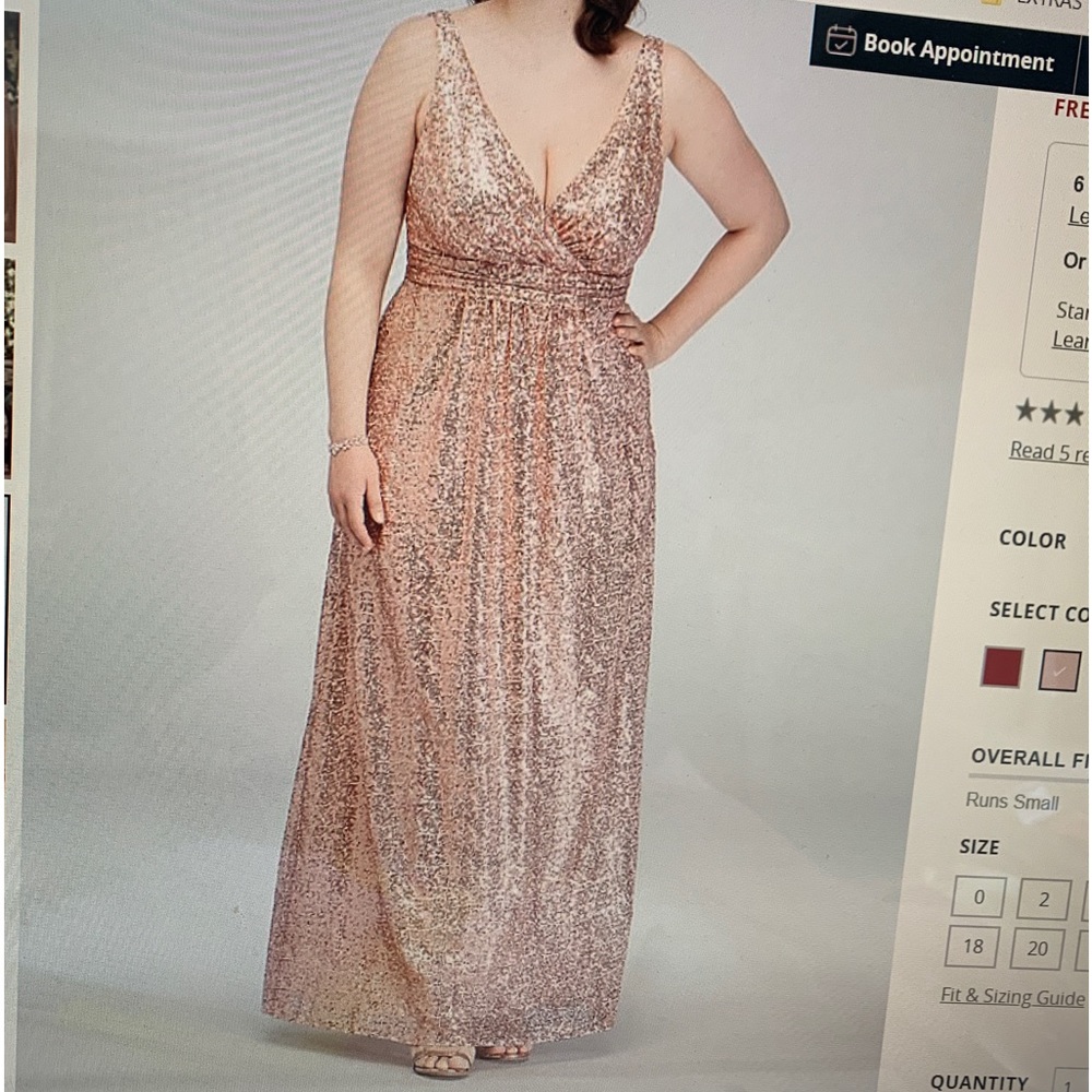 Rose Gold Sequin Dress with satin piping
STYLE# F19787